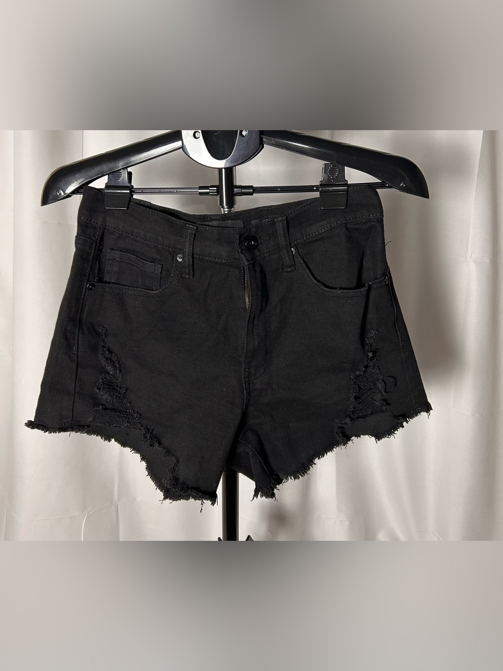 Kendall & Kylie Black Distressed High-Rise Denim Shorts